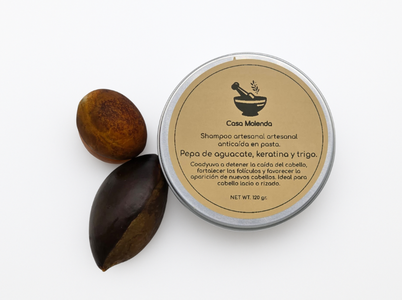 Shampoo en pasta anticaída con pepa de aguacate y mamey