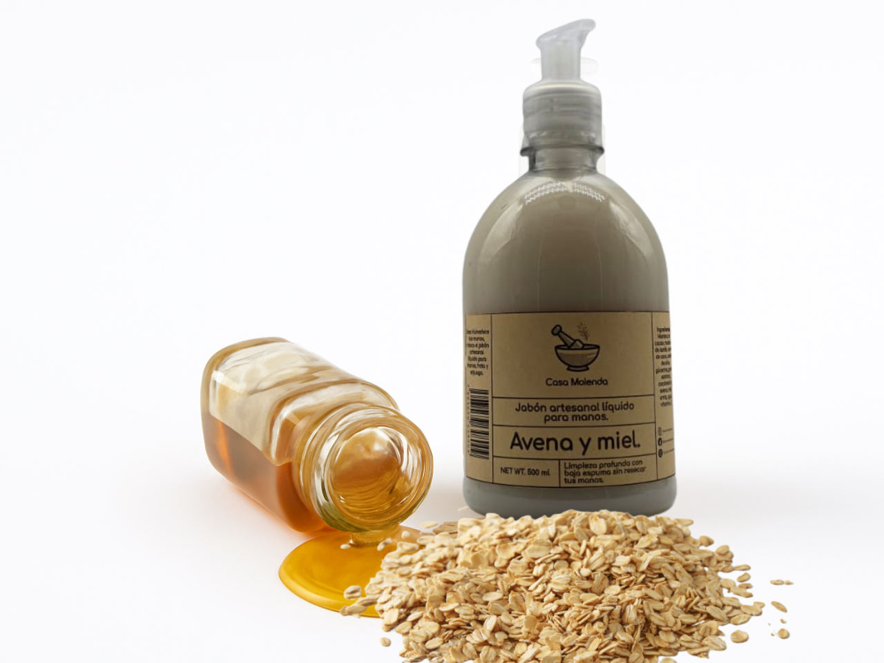 Jabón líquido para manos avena y miel