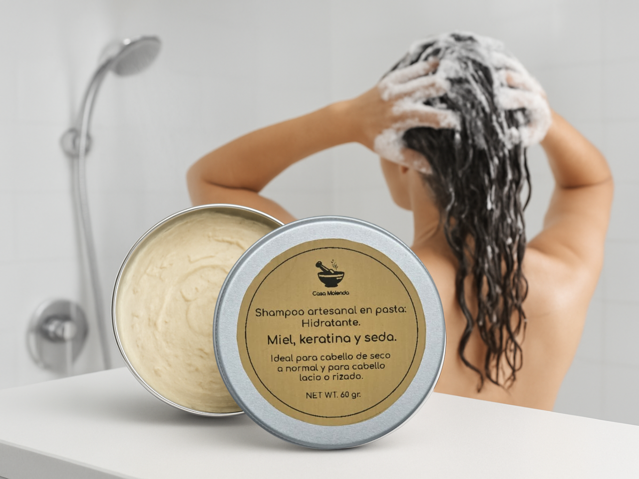 Travel size: Shampoo en pasta hidratante con miel, seda y keratina