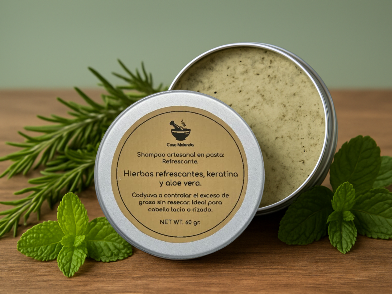 Travel size: Shampoo en pasta refrescante con eucalipto, menta y hierbabuena