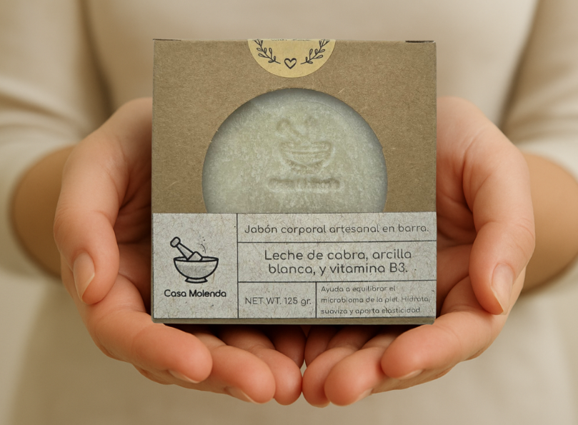 Jabón de leche de cabra, arcilla blanca y vitamina B3