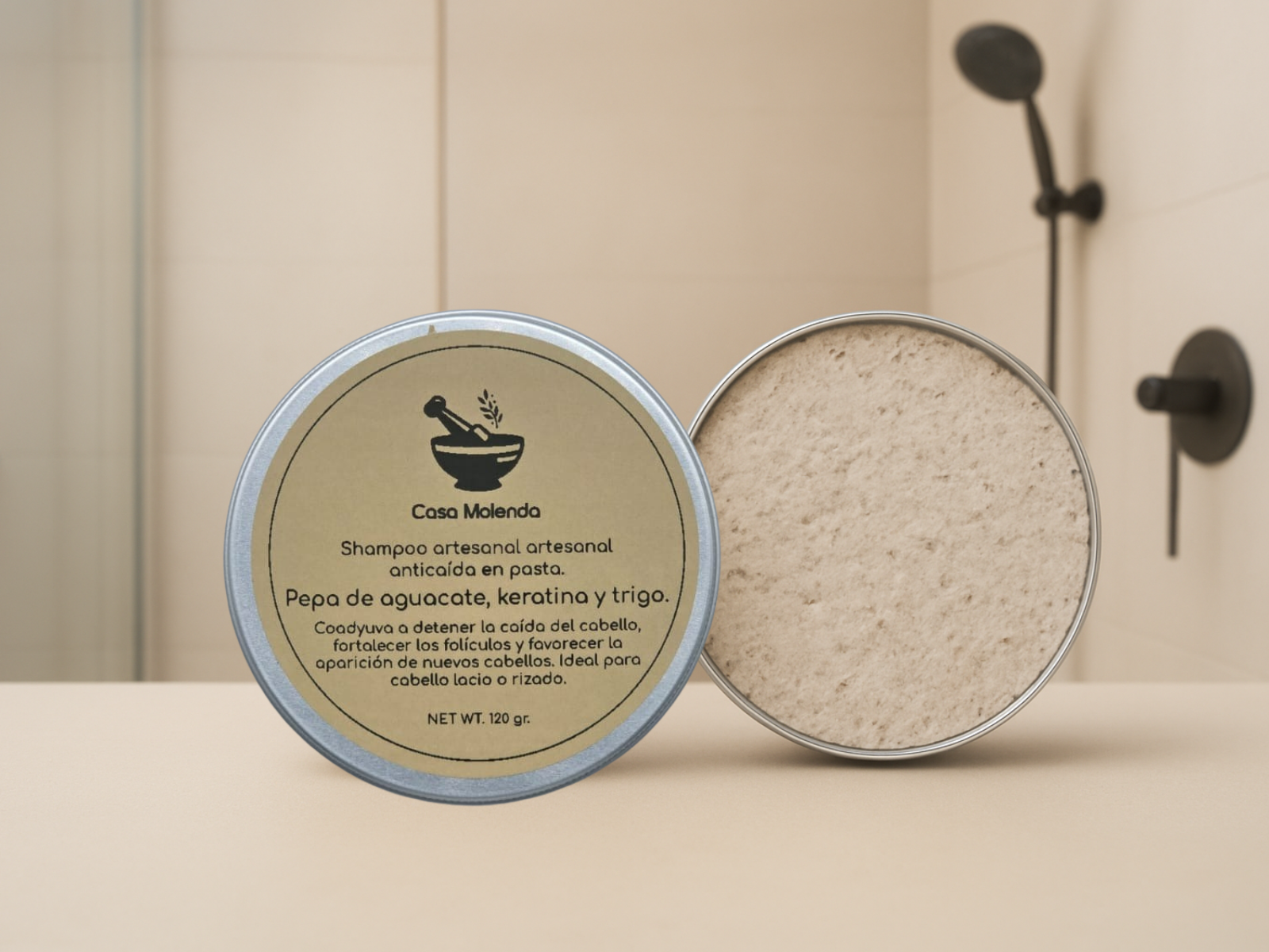 Shampoo en pasta anticaída con pepa de aguacate y mamey
