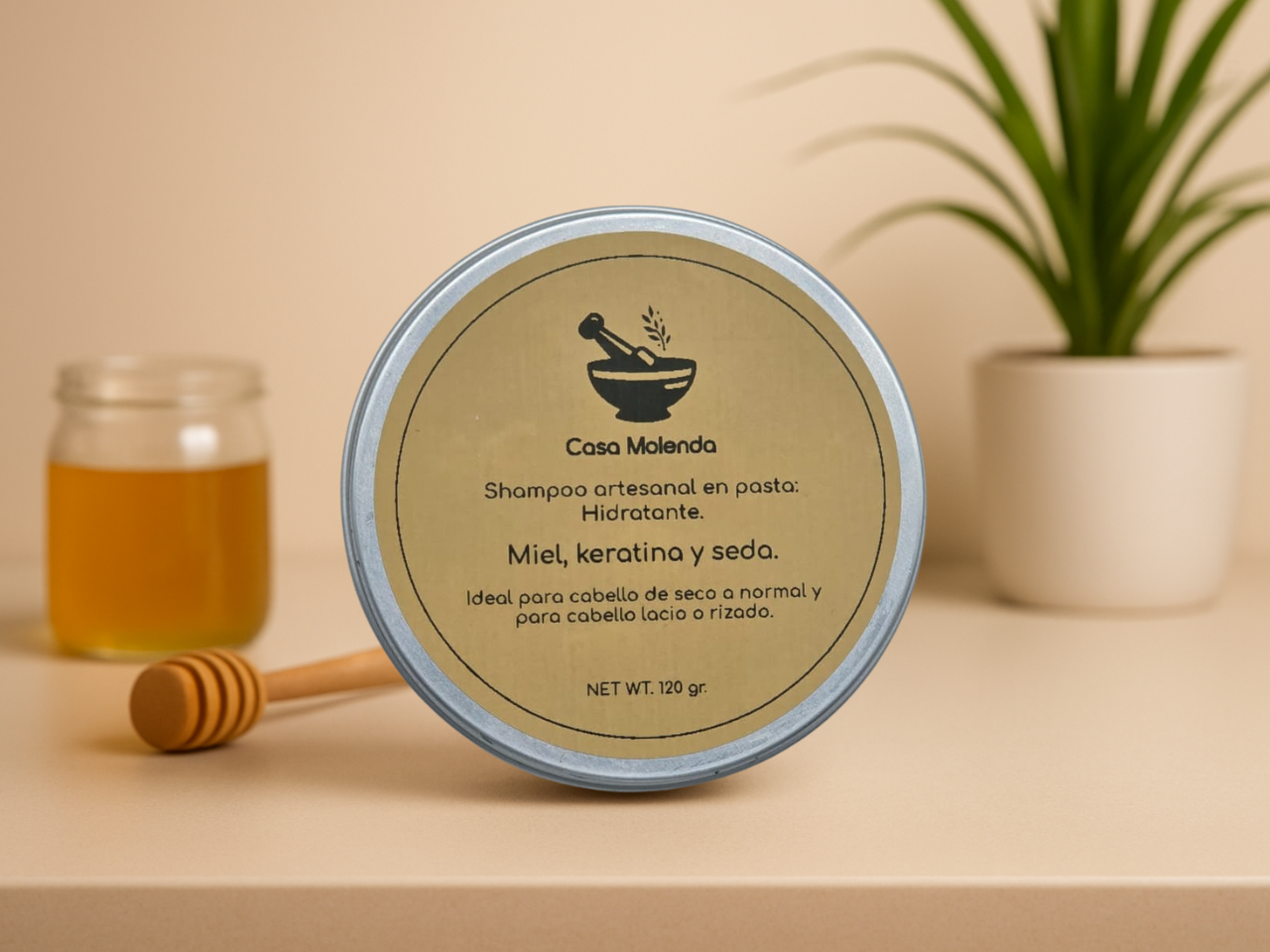 Shampoo en pasta hidratante con miel, seda y keratina