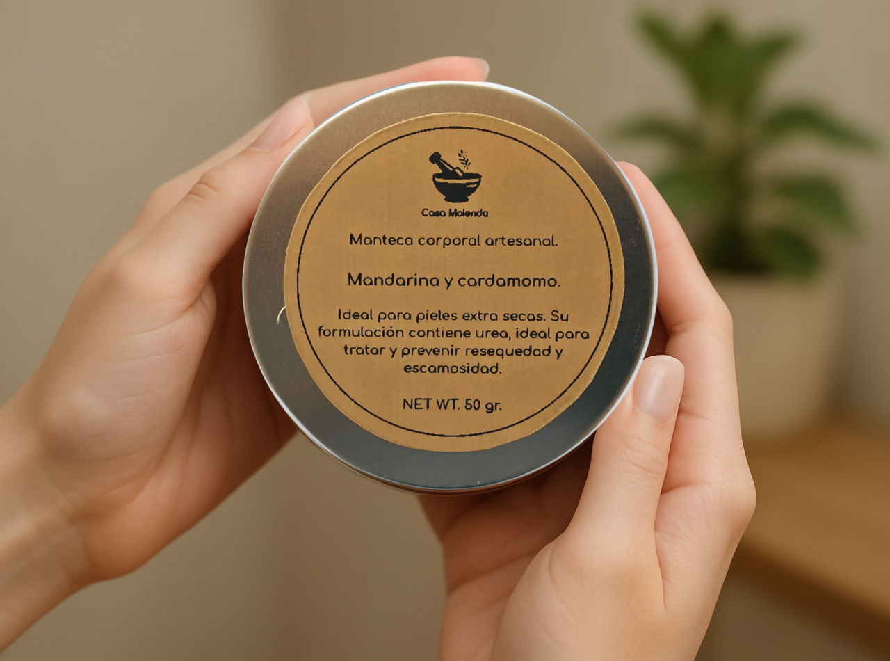 Travel Size: Manteca corporal de mandarina y cardamomo para piel reseca