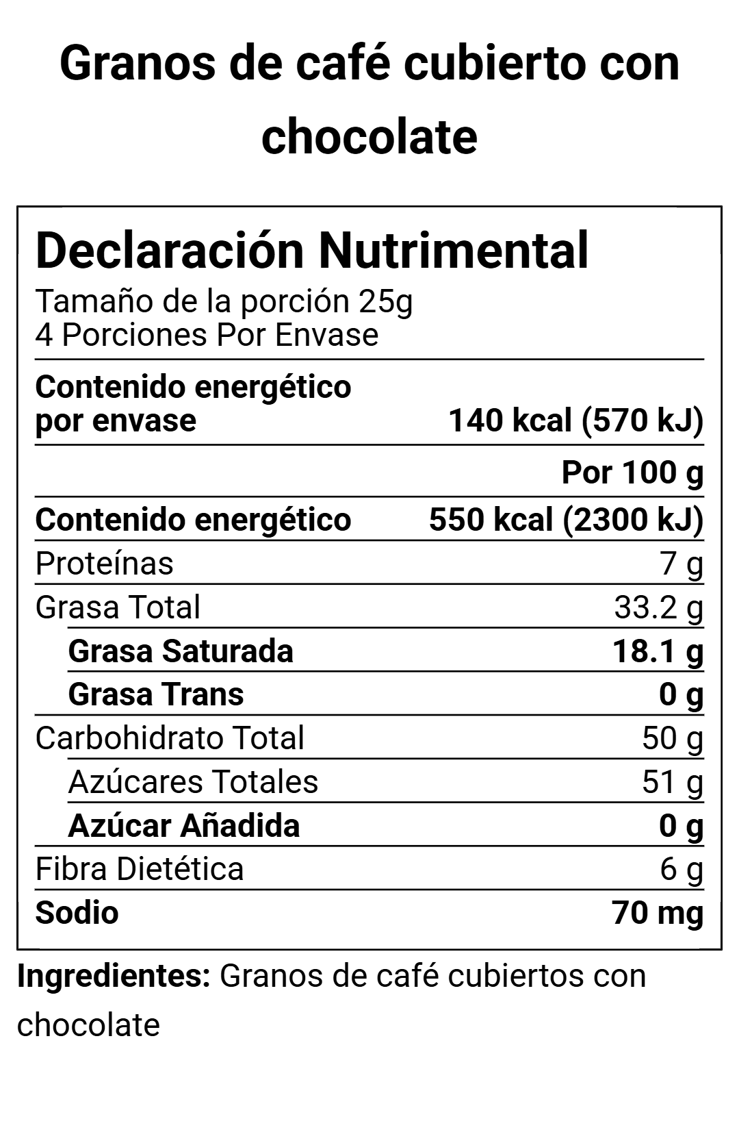 Grano de café cubierto de chocolate