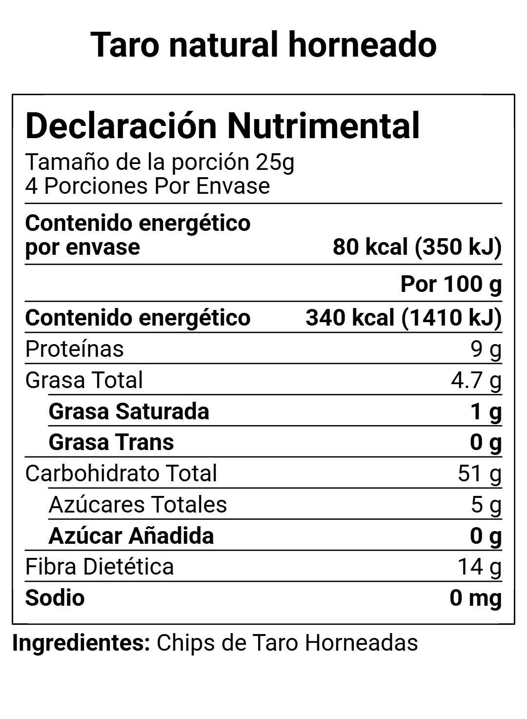 Taro natural deshidratado