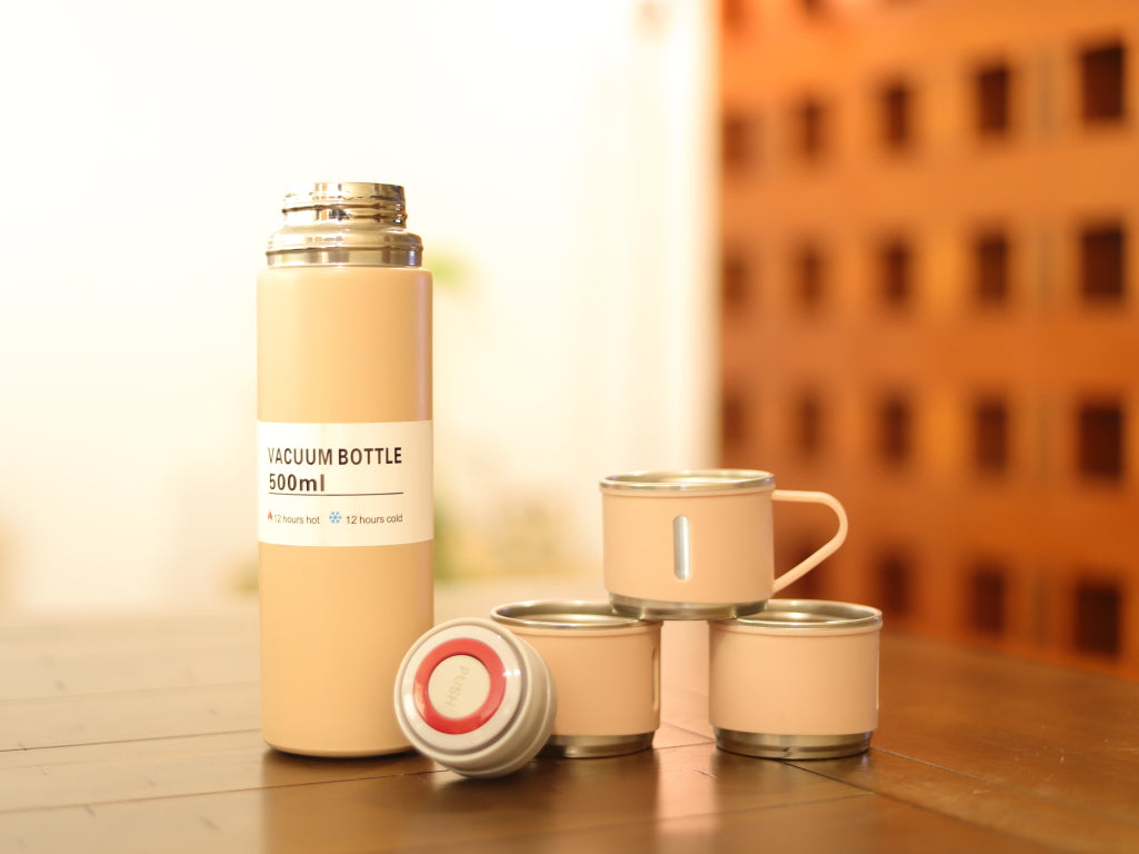 Kit termo acero inoxidable con 2 tazas extra